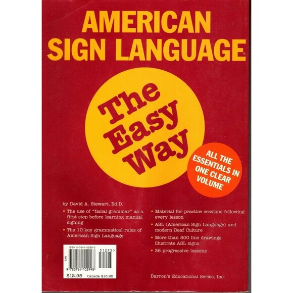 American Sign Language The Easy Way Book By David A. Stewart - Picture 2 of 2